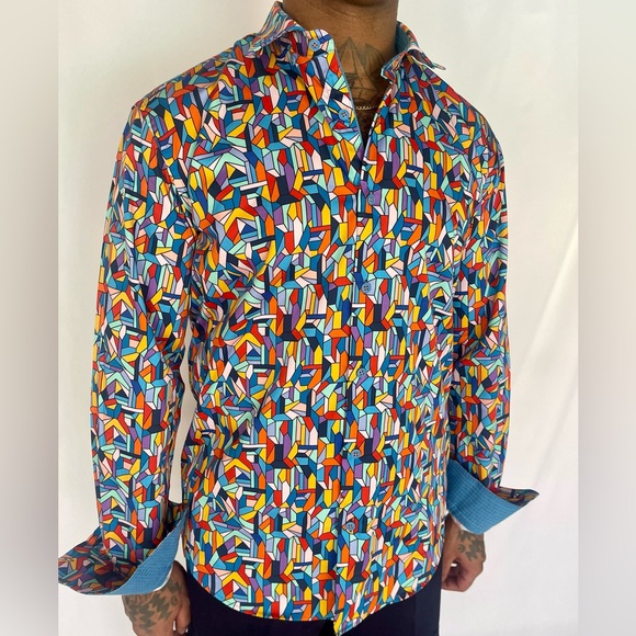 Mizumi Couture modern fit Colorful button down Shirt NWT - Picture 2 of 15